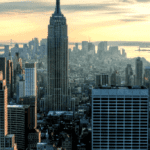 A view of the empire state building from above.